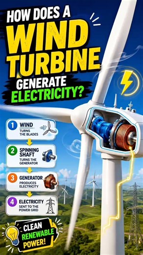 How Does a Wind Turbine Generate Electricity? 🌬️⚡ | Wind Energy Explained in 60 Seconds