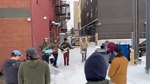 30K views · 4K reactions | Played to a dozen people in front of a snowy dumpster in Montana yesterday. Our first set where someone actually needed dumpster access mid-set... he was really reluctant about interrupting us, if only he knew how psyched we were to have someone throwing garbage into the very dumpster we chose. We were downright giddy. | Guster | Facebook