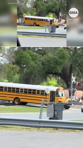 A Florida school bus driver was arrested after police say she drove a bus full of children over railroad tracks as a train was approaching. ABC News' Will Reeve has more on the incident caught on camera.