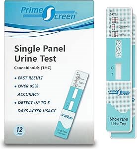 Prime Screen Marijuana Drug Test Kit - Medically Approved Urine Drug Screening Test - Detecting Any Form of THC Cannabis Use - WDTH-114[ 12 PACK]