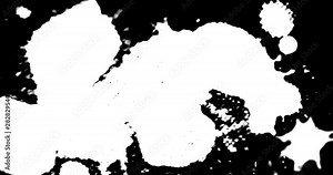 abstract paint brush stroke shape white ink splattering flowing and washing on chroma key green screen, ink splatter splash effect