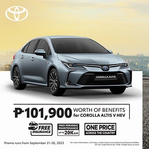 Get behind the wheel of your brand new Toyota Corolla Altis! Score up to P101,900-worth of benefits this month and inquire at your nearest dealership to learn more! | Toyota Motor Philippines