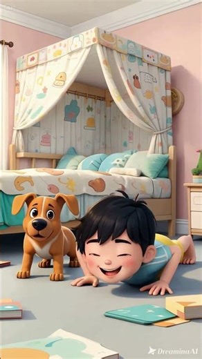 Cute Cartoon Kid Does Push-Ups with Dog 🐶 | Funny Kids Short Animation