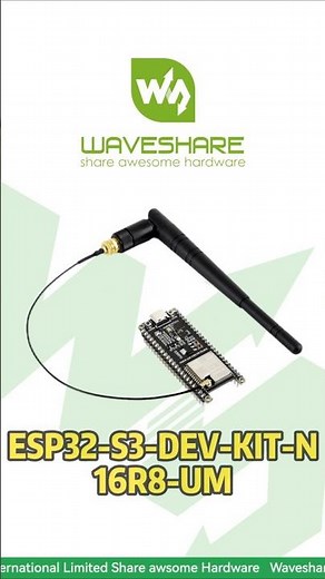 ESP32-S3-DEV-KIT-N16R8-UM,Dual‑Core 240MHz, 512KB SRAM,Built‑in 2.4GHz Wi‑Fi & BLE 5#waveshare