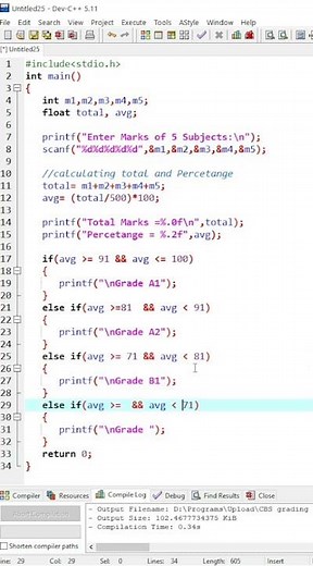 CBSE Grading system program in C | ‪@codingexploreryt‬