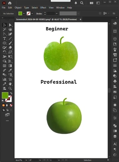 How to Create Realistic 3D Green Apple 🍏 Design in Adobe illustrator 2026 #3d #illustrator #tutorial