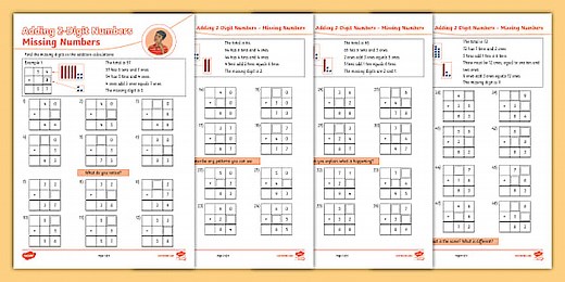 KS2 2-Digit Number Addition - Missing Number Worksheet