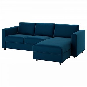 VIMLE 3-seat sofa-bed, with chaise longue/Djuparp dark green-blue  - IKEA