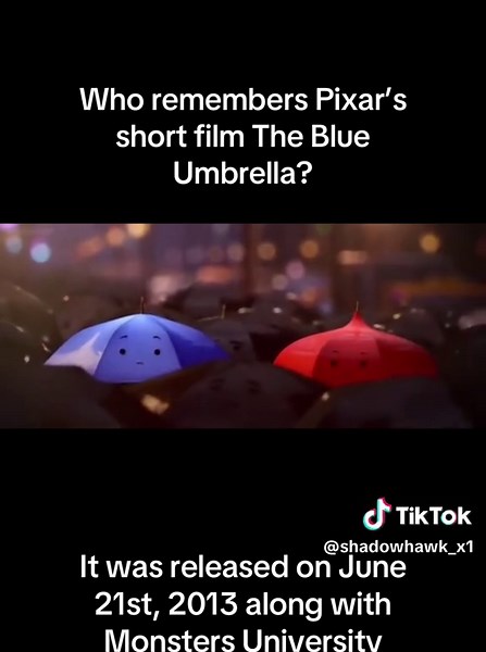 Who remembers Pixar’s short film The Blue Umbrella? It was released on June 21st, 2013 along with Monsters University #pixar #2013 #2010s #nostalgia #nostalgic