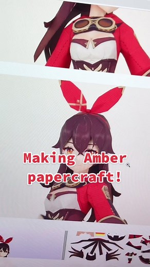 Amber papercraft / paper figure 🐇🔥🏹 #genshinimpact #amber #genshinimpactamber #papercraft