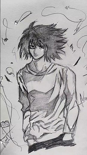 How to draw L from death note Anime 💀☠️👽