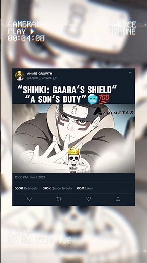 shinki 's gaara shield a son''s duty🥶🔥💯#trending #naruto #viral