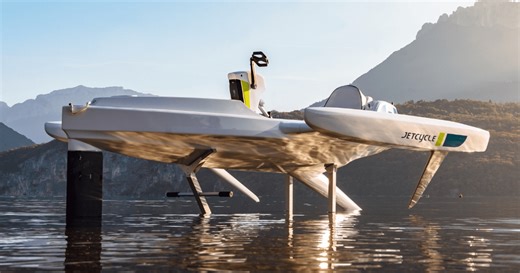 Jetcycle reveals tri-hull recumbent ebike that hydrofoils over water