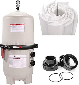 XtremepowerUS De Pool Filter In Ground Pool 120 Gallons Per Minute Diatomaceous Earth De Filter Swimming Pool Filter, 62 Square Feet