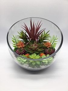 Artificial Succulent Terrarium Kit - 7”slant Cut Glass Terrarium - Succulent Garden - Kit - Etsy Canada