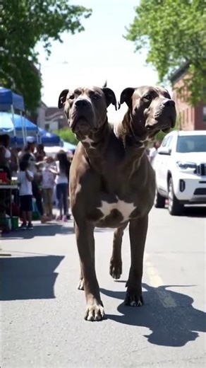 Giant Two Headed Dog Walks Through City Street!