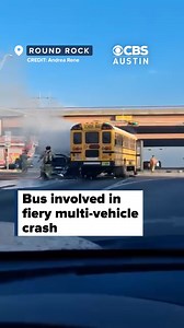 A Round Rock ISD bus was struck Thursday morning after two cars collided, with one of the vehicles catching fire, district officials said. https://cbsaustin.com/news/local/round-rock-isd-bus-struck-in-fiery-crash | CBS Austin