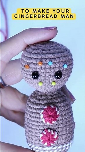 Finishing Touches Embroidering crocheted Gingerbread Man Face