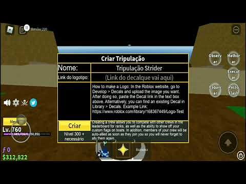 Tutorial De Como Colocar logo personalizada na tripulação - blox fruit - Roblox