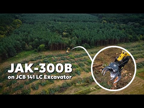 Powerful Tree Felling with JAK-300B Tree Shear on JCB 141 LC Excavator