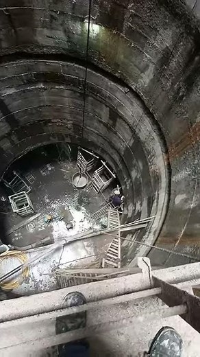 Shaft sinking. shaft view from middle to top and bottom.