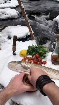 Fishing In Mountain River Food 🌊 #mountains #automobile #cooking #fishing #food #youtubeshorts