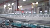 mineral water Factory production line at finishing line in a row...