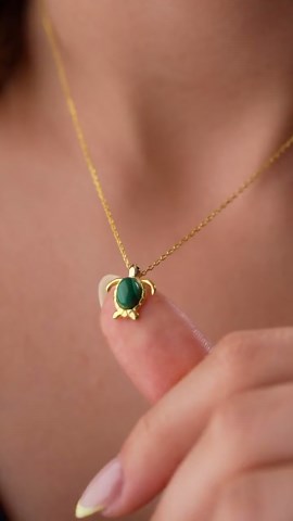 Sterling Silver Turtle Necklace: Malachite Stone, Sea Turtle Charm - Etsy Canada