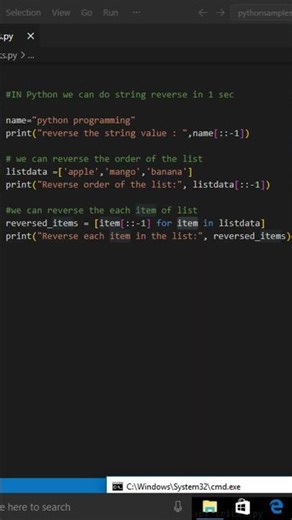 String reverse in Python with in one sec !!! 1 #python ##pythontutorial #pythonforbeginners