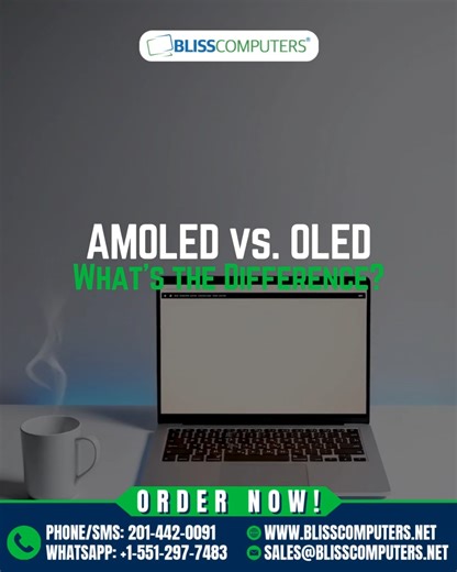 ⚡ AMOLED vs. OLED Both use self-lit pixels for deep blacks and high contrast, but AMOLED offers faster response times and better power efficiency. AMOLED is typically found in newer, high-end displays. 📞 Phone/SMS: 201-442-0091 📱 WhatsApp: (551) 297-7483 🌐 Website: www.blisscomputers.net 🗺 USA, New Jersey, New York, East Coast ⏲ 9 AM EST to 7 PM EST, Monday to Friday #BlissComputers #LaptopScreen #OLED #AMOLED | Bliss Computers Laptop & Tablet Replacement LCD LED Screens