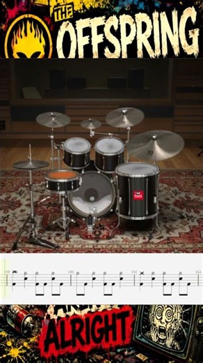 The Offspring - The Kids Aren't Alright Drum Cover how to play tutorial #drumcover 6