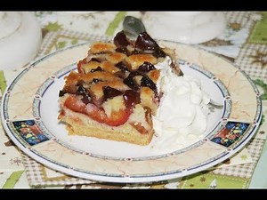 Pflaumen Blechkuchen ohne Hefe. Schritt für Schritt mit Rezept.