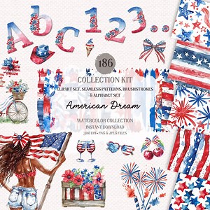 Watercolor 4th of July Clipart Bundle: Patriotic Graphics (instant Download) - Etsy Canada