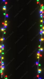 Abstract 3D vertical phone winter backgrounds neon RGB led Merry Christmas lights bulb frame border event festive greeting card blank space glitter Happy New Year Navidad loop animation social media