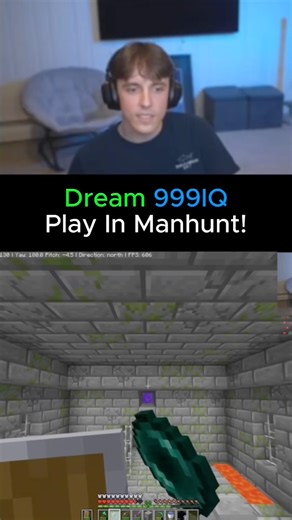 Dream 999IQ Play!!!! #minecraft #manhunt #shorts