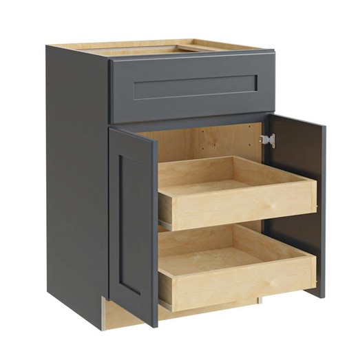 Home Decorators Collection Newport 30 in. W x 24 in. D x 34.5 in. H Assembled Plywood Base Kitchen Cabinet in Deep Onyx with 2ROT Soft Close B30-2T-NDO - The Home Depot