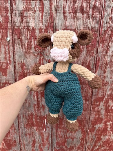 Crochet Cow Plush With Removable Overalls - Etsy