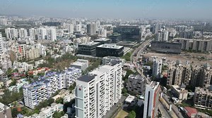 Pune city drone view, India cinematic shot 4k, IT park