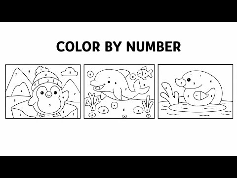 Color By Number Animals | Dolphin, Penguin & Sea Animal Coloring for Kids