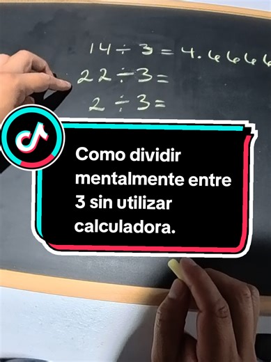 Como dividir mentalmente entre 3 sin utilizar calculadora. #mate #matematicas #numeros #matematica #algebra