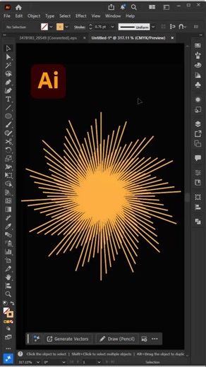 Create Sunburst Design in Illustrator 2026 🌟 Easy Tutorial #Shorts #illustrator #tips #tricks