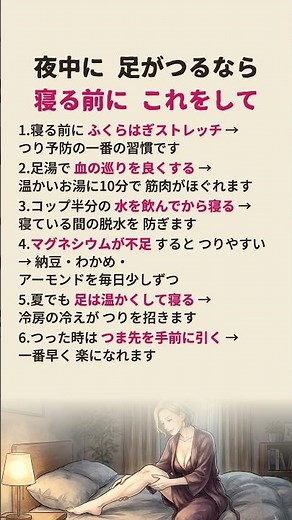 寝ている時に足がつって目が覚める方へ 夜中に足がつるなら寝る前にこれをして #こむら返り予防 #シニア健康