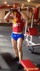 1.7K views · 24 reactions | Cute Muscle Guy in Blue Shiny Shorts | Satin Clothing | Facebook