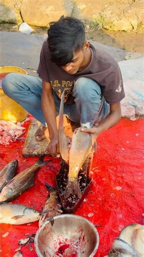 Fastest Rohu Fish Easy Cleaning Method | Fish Cutting Skills #shorts #shortsfeed