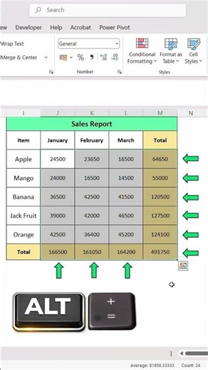 Stop Typing SUM! Use ALT + = in Excel
