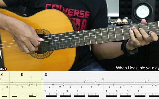 When I Look Into Your Eyes - Firehouse - Fingerstyle Guitar Tutorial + TAB & Lyr