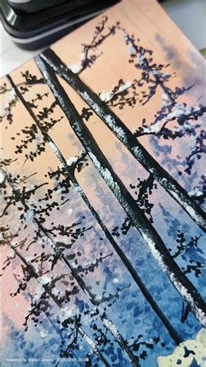 How to paint snow on tree trunk #watercolortutorial #snowpainting