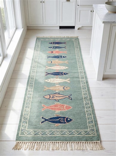 Fish Runner Rug 2x7/3x10 Koi Fish Runner Rug Blue Colorful Rug Handmade Wool Area Rug Fish Runner Rug for Kitchen Hallway Entryway - Etsy