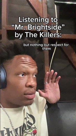 Listening to Mr. Brightside by The Killers #relatable #mrbrightside #white