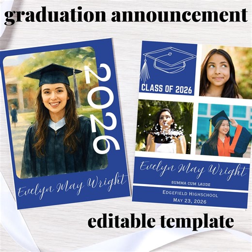 Editable Graduation Announcement Template, Customizable Photo Announcement, Graduation Party Invitation Template, Digital Graduate Cards - Etsy